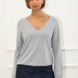 Camilla V-neck Jumper - Silver Grey