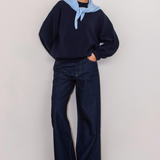 Georgia Knitted Sweatshirt - Navy