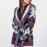 Astrid Cardigan - Blue/Tan Mix