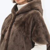 Leonie Faux Fur Cape - Brown