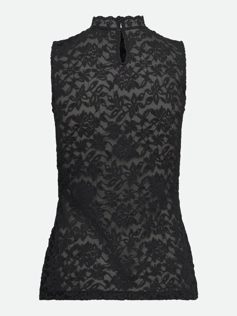 RWDelicia Lace T-Neck Top - Black