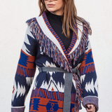 Astrid Cardigan - Blue/Tan Mix