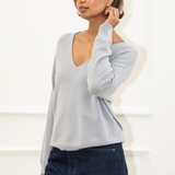 Camilla V-neck Jumper - Silver Grey
