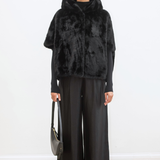 Leonie Faux Fur Cape - Black