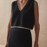 The Bronwynne Knit Vest - Black