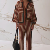 Brixlynn Trousers - Cherrywood Stripe