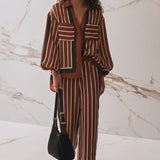 Brixlynn Trousers - Cherrywood Stripe