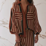 Brixlynn Trousers - Cherrywood Stripe