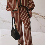 Brixlynn Trousers - Cherrywood Stripe