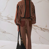 Brixlynn Trousers - Cherrywood Stripe
