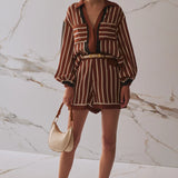 Trista Shorts - Cherrywood Stripe