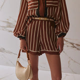 Trista Shorts - Cherrywood Stripe
