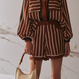 Trista Shorts - Cherrywood Stripe