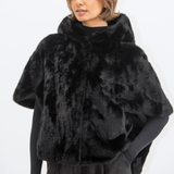 Leonie Faux Fur Cape - Black