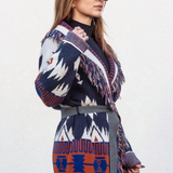 Astrid Cardigan - Blue/Tan Mix