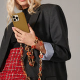 Cassy Flower Phone Chain - Brown/Orange