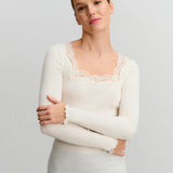 RWBernadine LS Regular Lace T-Shirt - Ivory