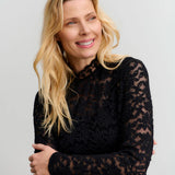 RWDelicia Lace LS T-Neck T-Shirt - Black