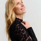 RWDelicia Lace LS T-Neck T-Shirt - Black