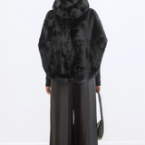 Leonie Faux Fur Cape - Black