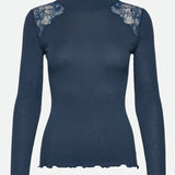 RWBernadine Organic LS Lace T-shirt - Dark Denim
