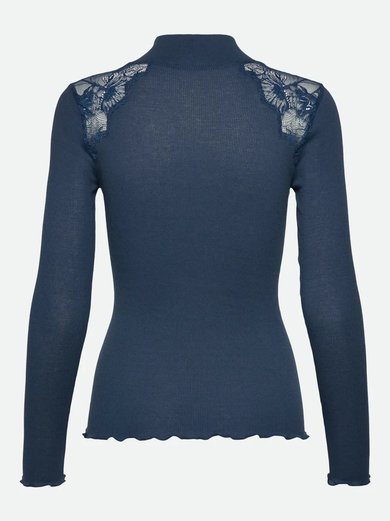 RWBernadine Organic LS Lace T-shirt - Dark Denim