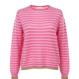 Tipped Little Stripe Crew Jumper - Azalea/Candy