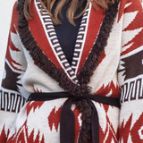 Astrid Cardigan - White/Brown