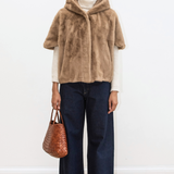 Leonie Faux Fur Cape - Taupe