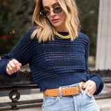 Sofia Crochet Jumper - Navy