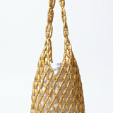 Pia Wooden Beaded Bag - Beige