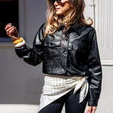 Ivy Faux Leather Jacket - Black
