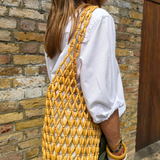 Pia Wooden Beaded Bag - Beige
