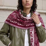 Large Triangle Paisley Scarf - Red