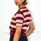 Greta Stripe Cardigan - Burgundy/Pink