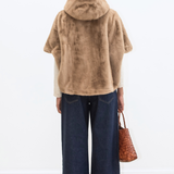 Leonie Faux Fur Cape - Taupe