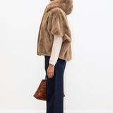 Leonie Faux Fur Cape - Taupe