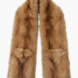 Long Faux Fur Pocket Stole - Natural
