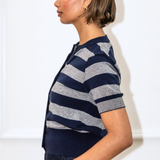 Greta Stripe Cardigan - Navy/Grey