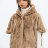 Leonie Faux Fur Cape - Taupe