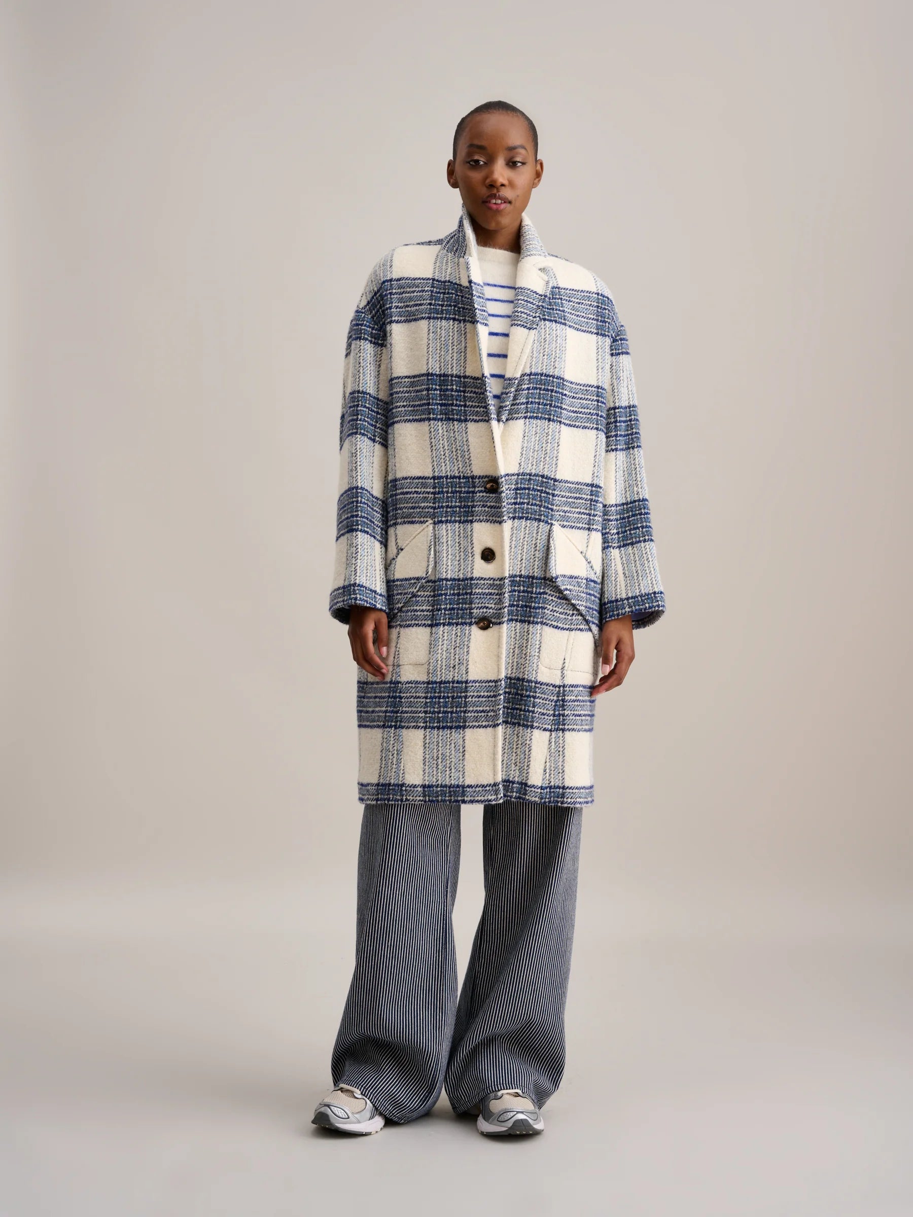 Bellerose Claire Coat - White/Blue Check