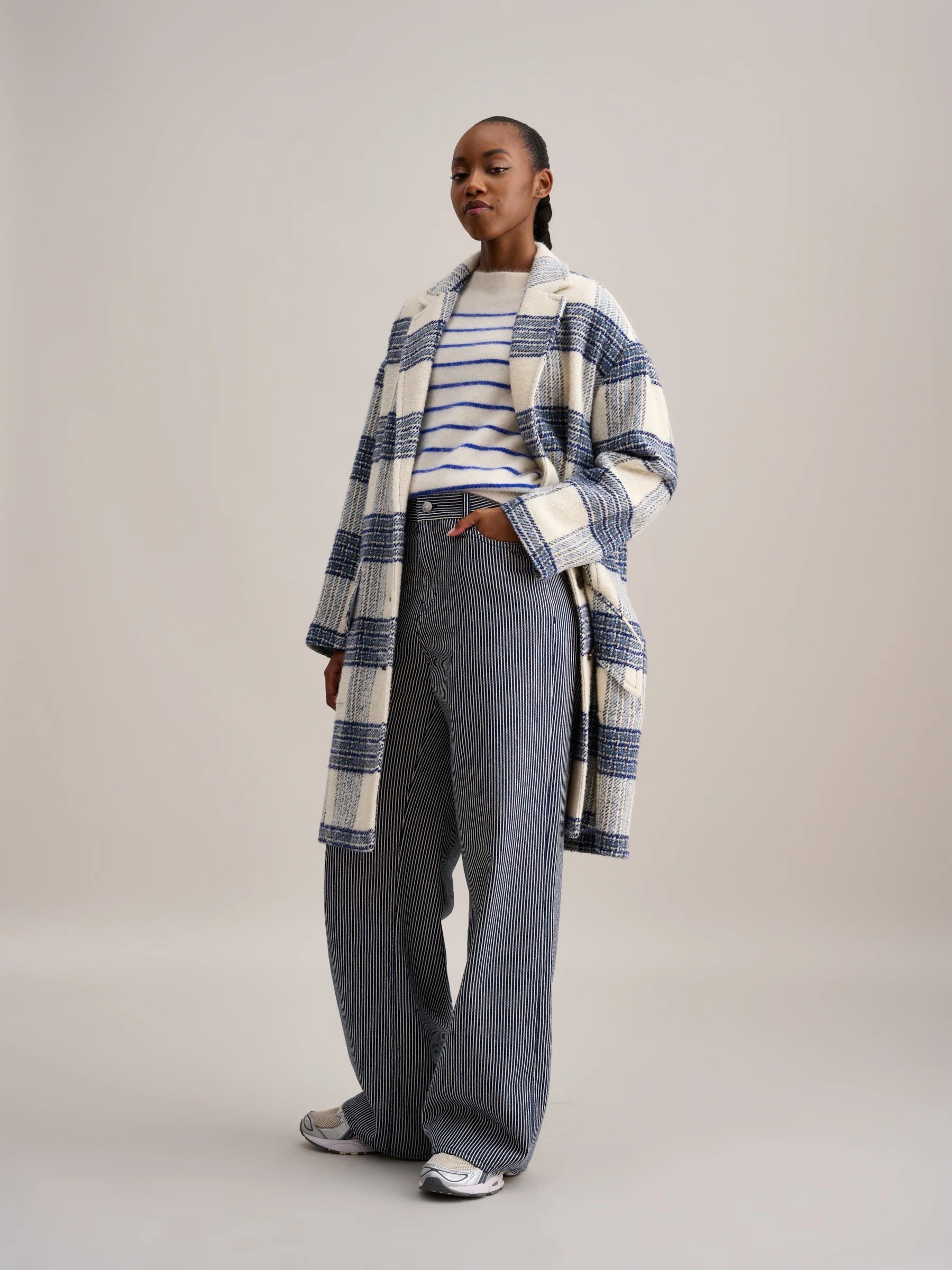 Bellerose Claire Coat - White/Blue Check