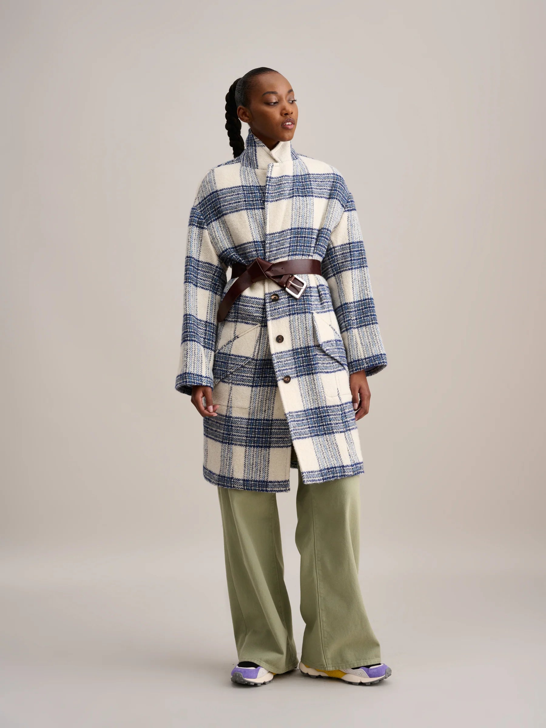 Bellerose Claire Coat - White/Blue Check