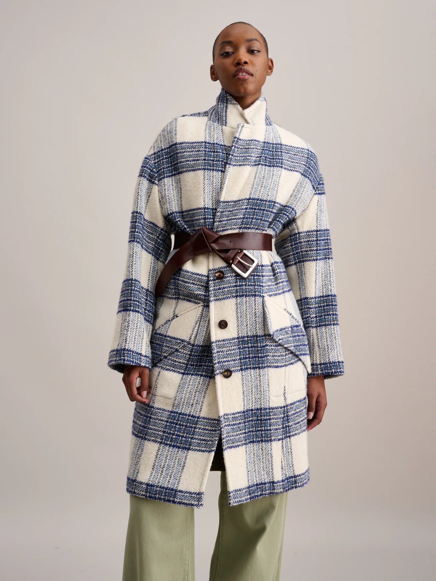 Bellerose Claire Coat - White/Blue Check