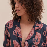 Tiger Pyjama Long Set - Navy/Pink