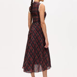Atina Dress - Dark Red Check