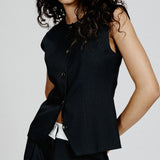 Menea Top - Blackish Pinstripe