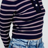 Catarin Top - Navy Plum Stripe