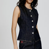 Mene Waistcoat - Dark Denim Wash