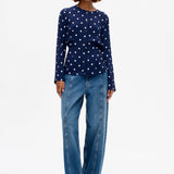 Madelie Blouse - Navy Cream Dot
